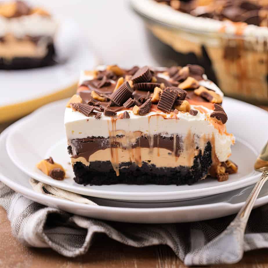 Chocolate Peanut Butter Cup Lasagna (Zoomed Out)