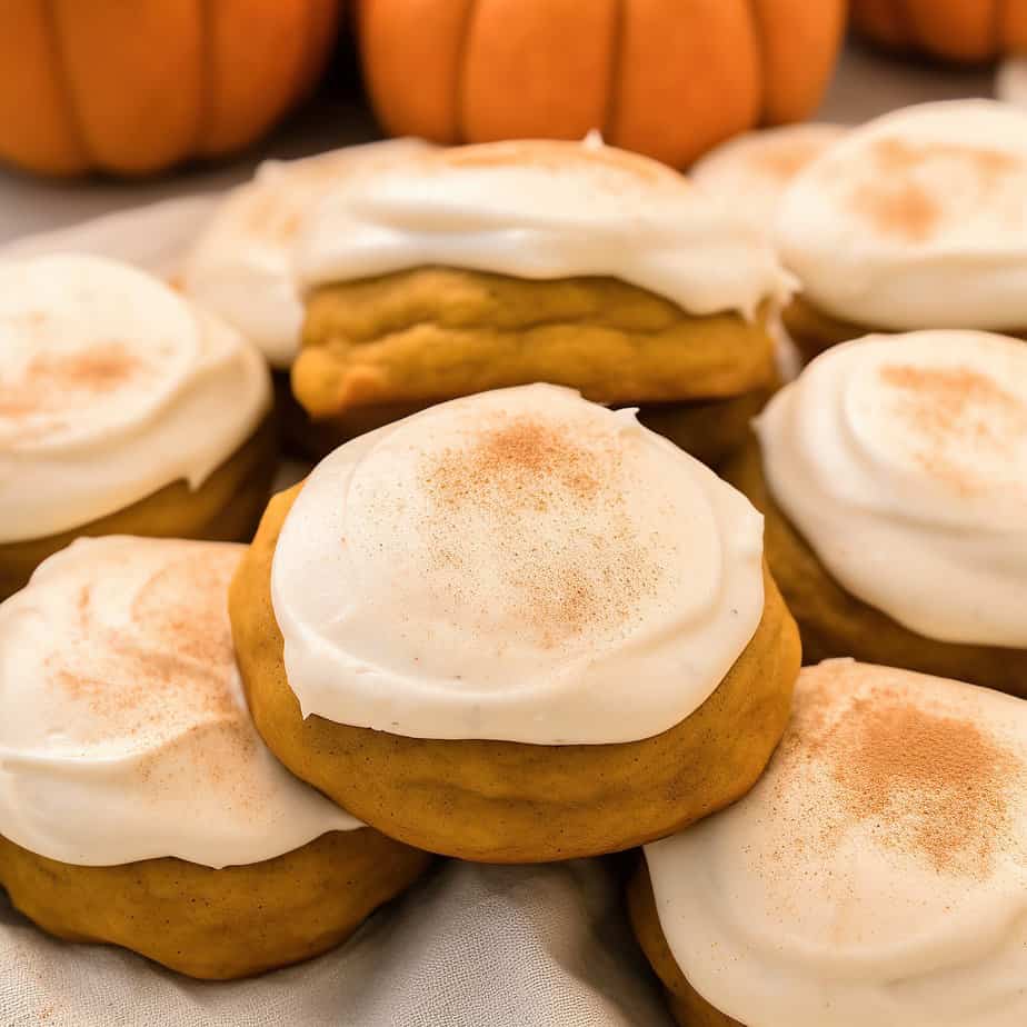 Pumpkin Cookies with Cream Cheese Frosting (Zoomed Out)