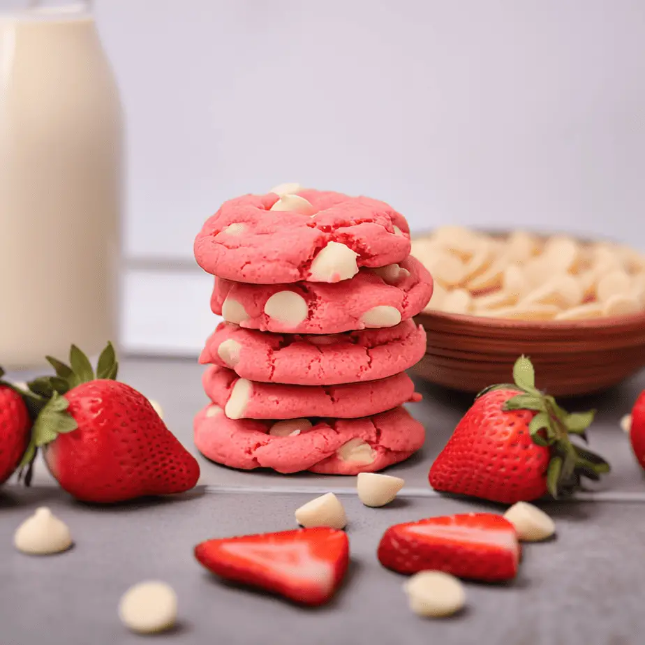 Strawberry Milkshake Cookies (Zoomed Out)